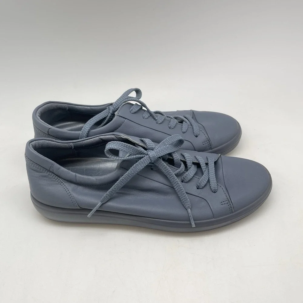 Ecco Soft 7 Mono 2.0 Sneakers Womens 10 Blue Leather Lace Up Casual Comfort Shoe